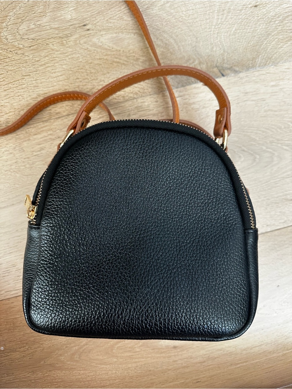 Divina Firenze Black Pebbled Leather convertible Mini backpack & Crossbody Bag